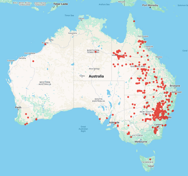 collecting locality map for 'Althofer, G.W.'