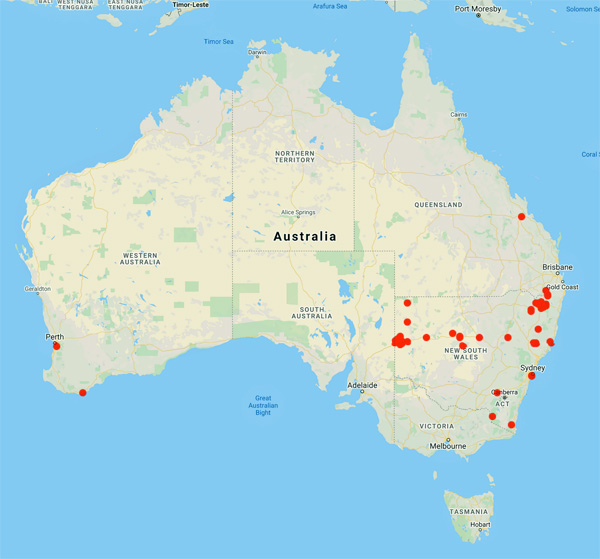 collecting locality map for 'Andrews, E.C.'