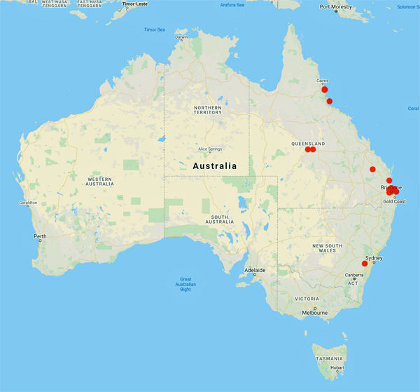 collecting locality map for 'Bancroft, J.'