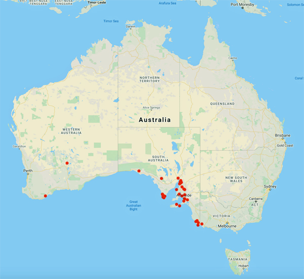 collecting locality map for 'Brown, J.E.'