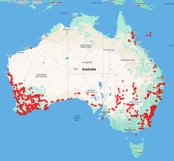 collecting locality map for 'Donaldson, S.'