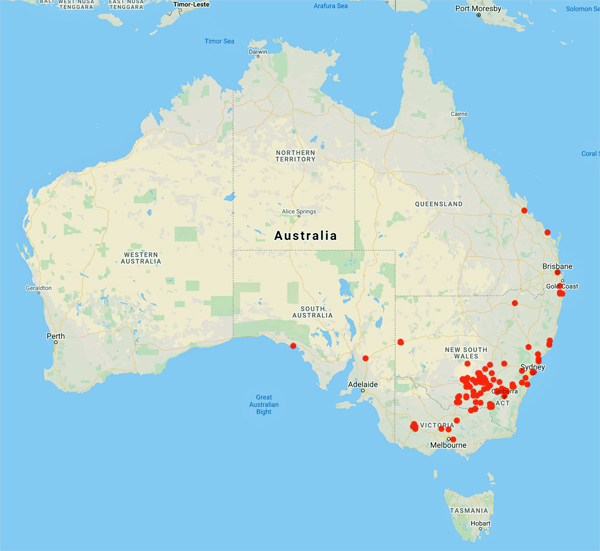 collecting locality map for 'Dwyer, J.W.'