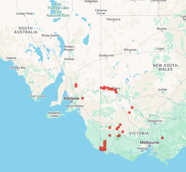 collecting locality map for 'Eckert, J.P.'