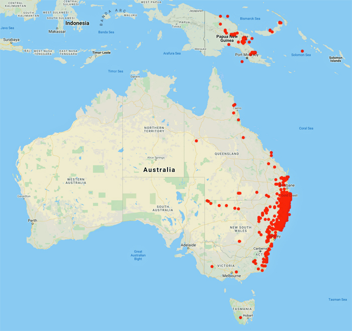 collecting locality map for 'Floyd, A.G.'