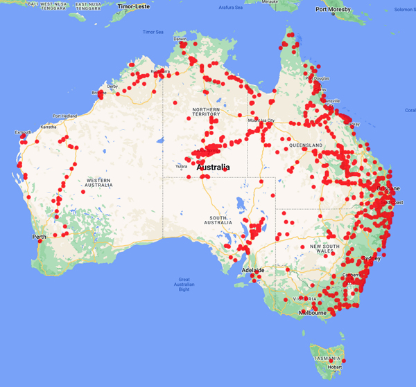 collecting locality map for 'Grace, J.'