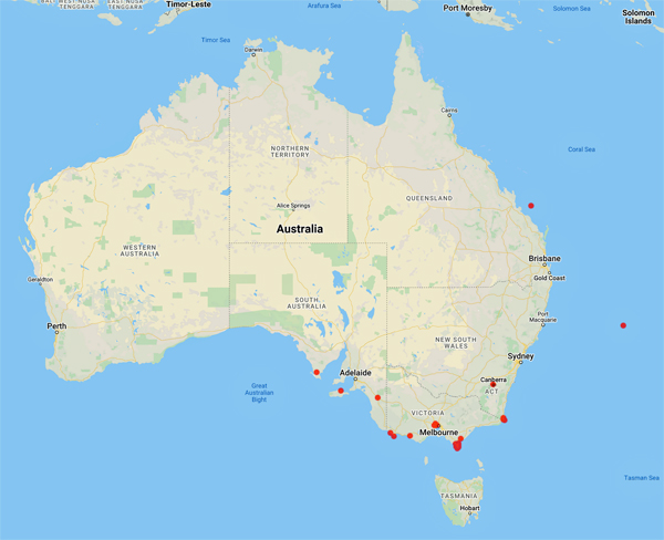 collecting locality map for 'Groves, R.H.'