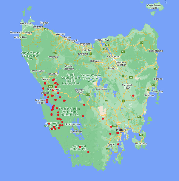 collecting locality map for 'Moore, T.B.'