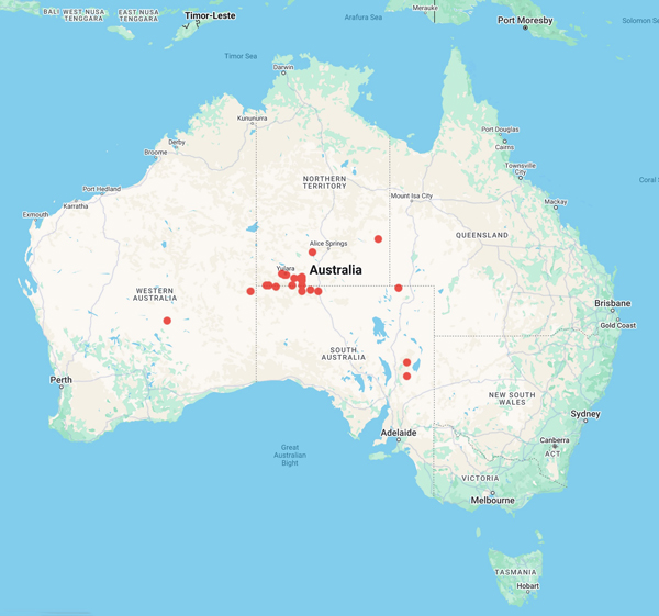 collecting locality map for 'Mountford, C.P.'