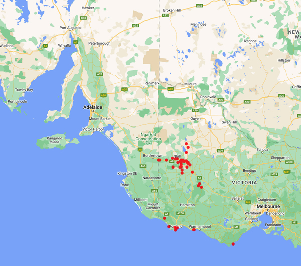 collecting locality map for 'Muir, E.T.'