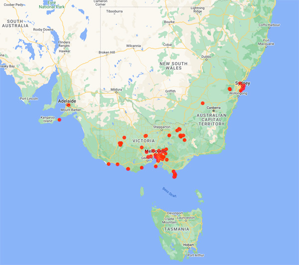 collecting locality map for 'Pitcher, F.'