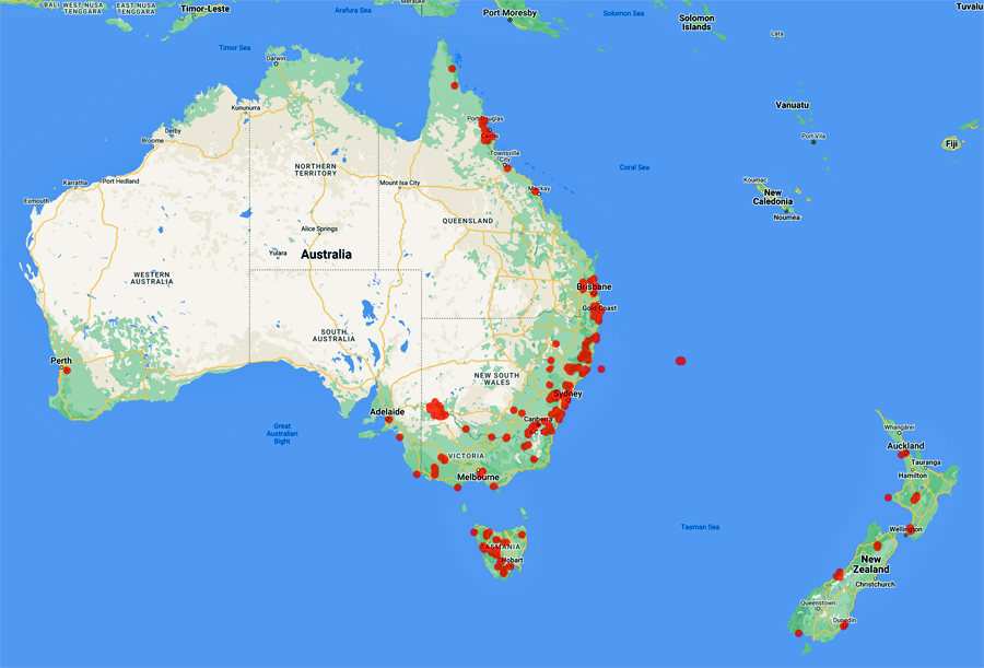 collecting locality map for 'Ramsay, H.'