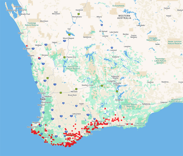 collecting locality map for 'Robinson, C.J.'