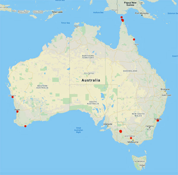 collecting locality map for 'Rowan, M.E.'