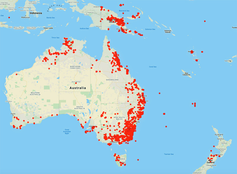 collecting locality map for 'Streimann, H.'