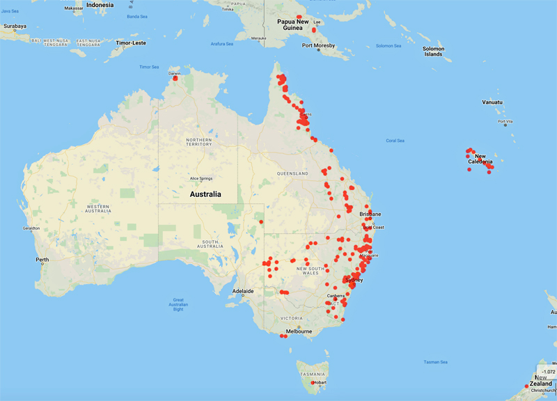 collecting locality map for 'Wallace, B.J.'