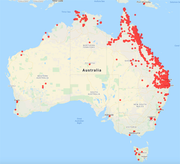 collecting locality map for Webb, L.J.